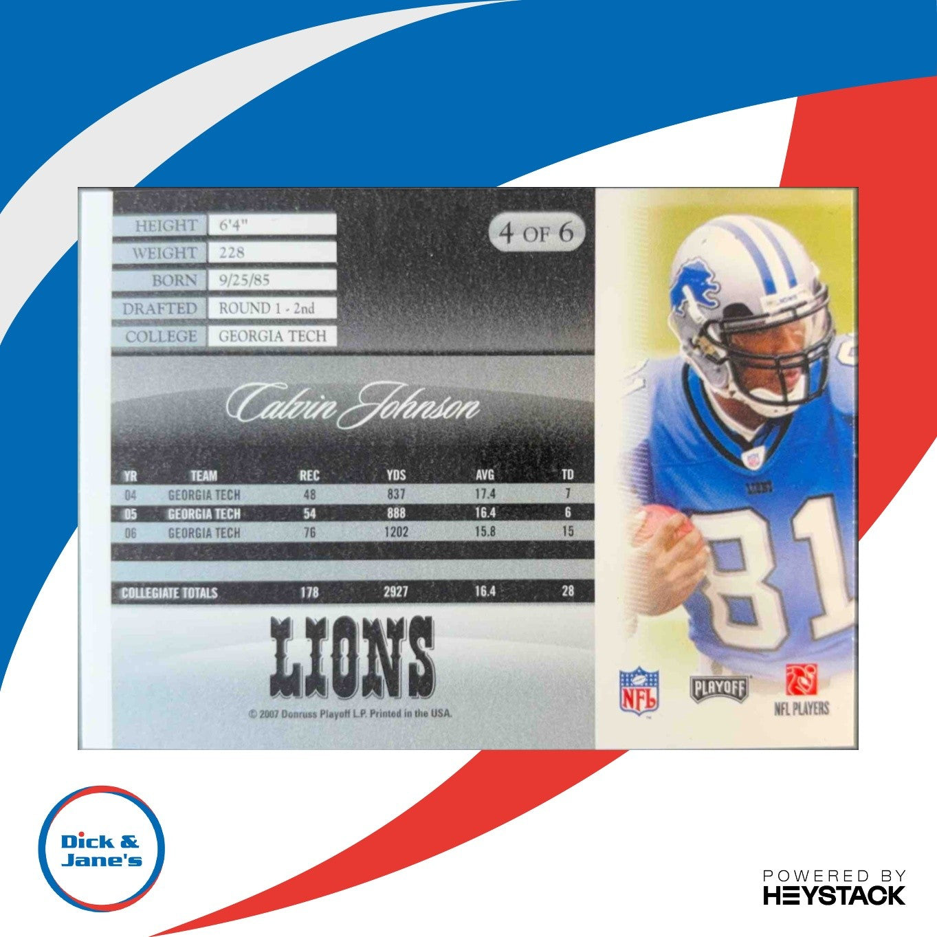 2007 Donruss Pepsi National Convention Calvin Johnson #4 RC Detroit Lions - Sports Cards