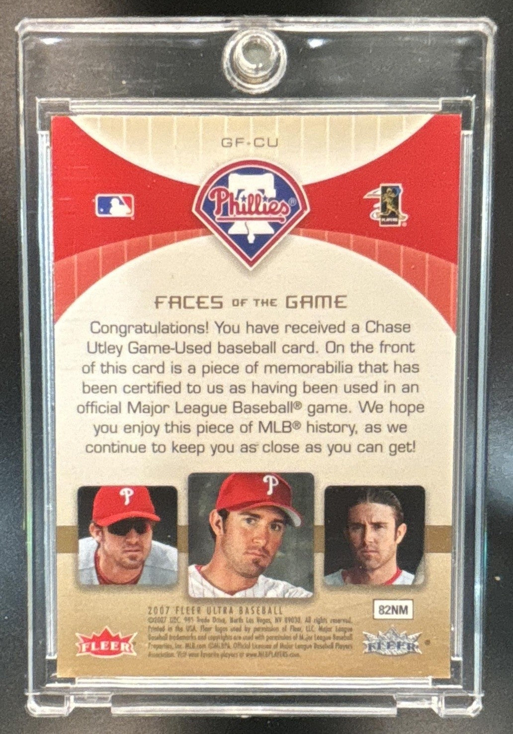 2007 Fleer Ultra Chase Utley Faces of the Game #GF-CU Philadelphia Phillies - Sports Cards