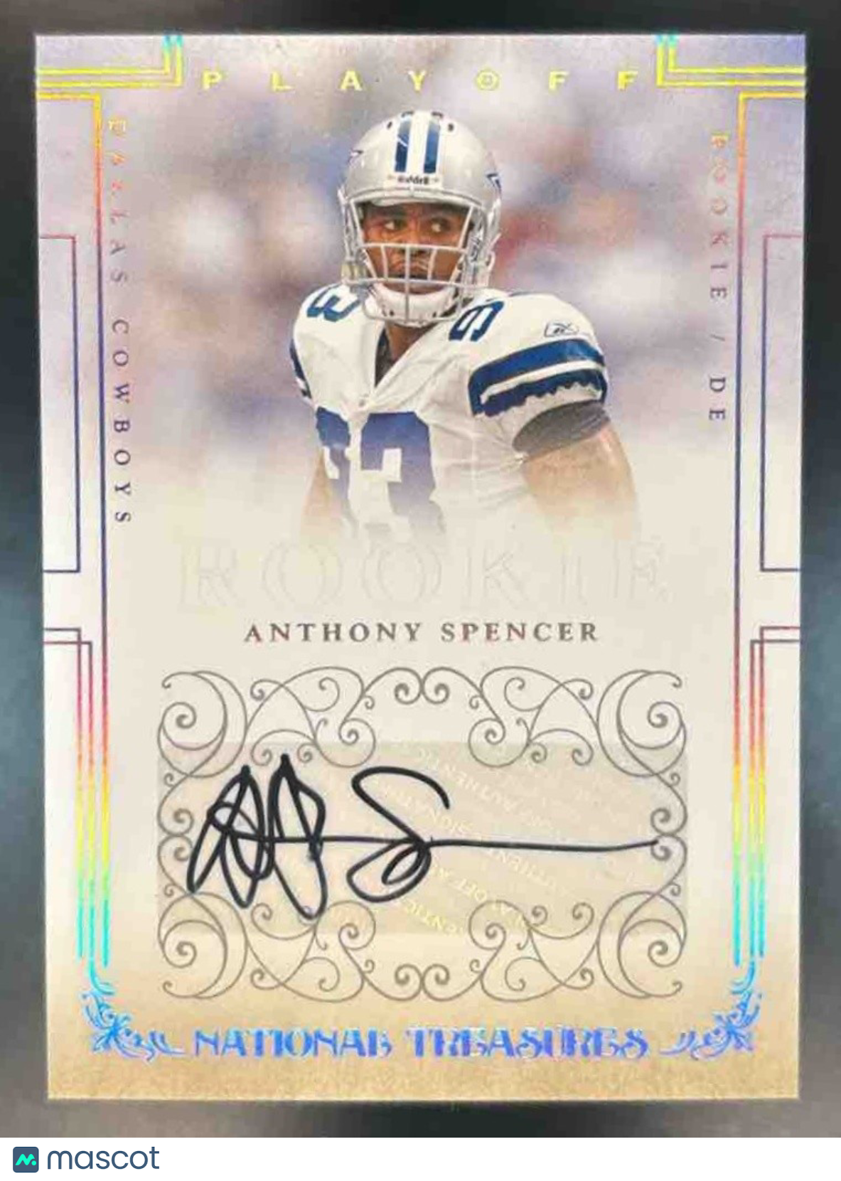 2007 Playoff National Treasures Anthony Spencer /299 #195 Auto RC Dallas Cowboy - Sports Cards