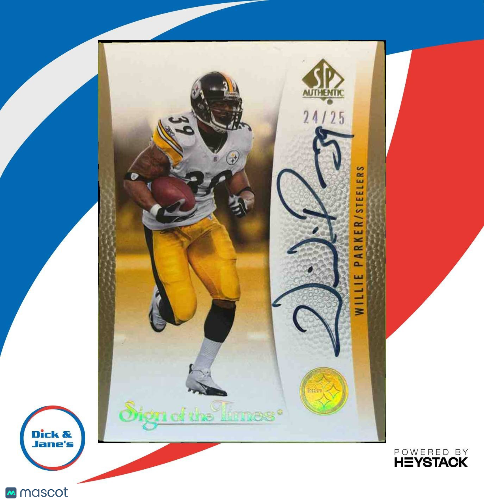 2007 SP Authentic Willie Parker Sign of the Times Gold /25 Auto Steelers - Sports Cards