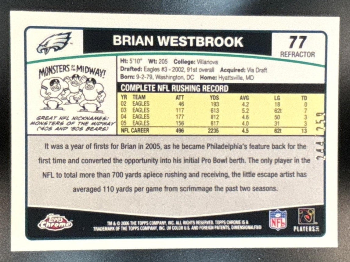 2007 Topps Chrome Brian Westbrook Red Refractor #TC72 Philadelphia Eagles - Sports Cards