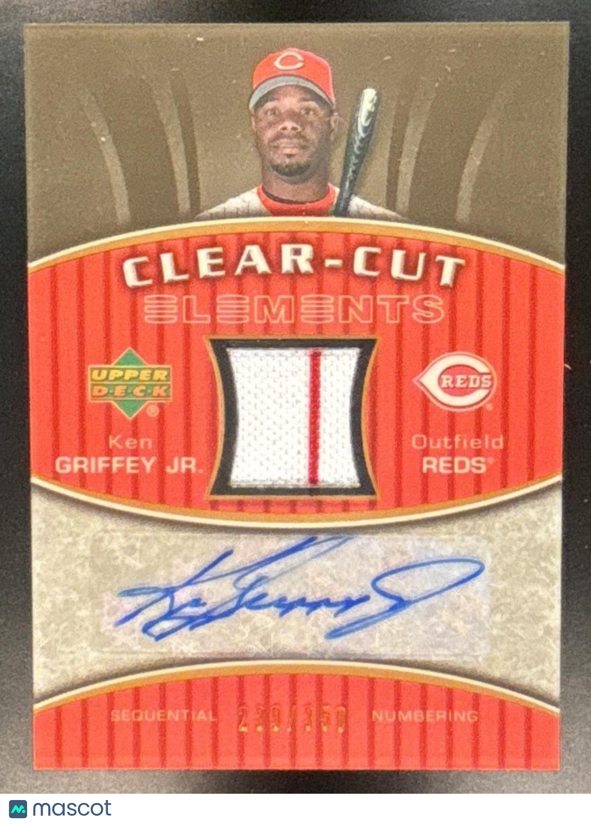 2007 Upper Deck Elements Ken Griffey Jr. Clear Cut Patch Auto /350 MEM Reds - Sports Cards