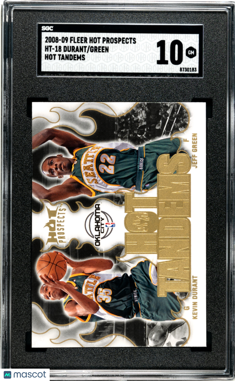 2008 Fleer Hot Prospects Green Durant Tandems Rookie #HT-18 SGC 10 GEM MINT Seattle Supersonics - Graded Sports Cards