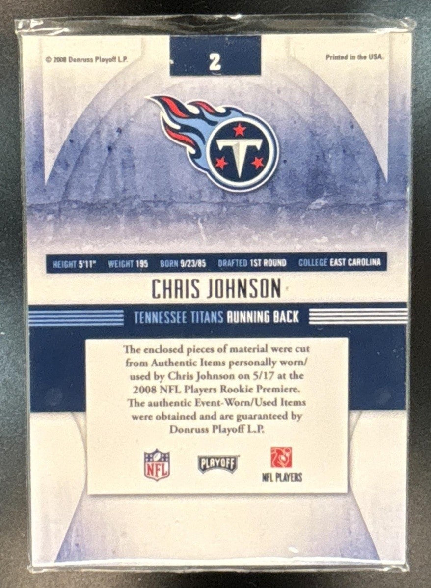 2008 Playoff Contenders Absolute Memorabilia Chris Johnson Jersey Collection RC - Sports Cards