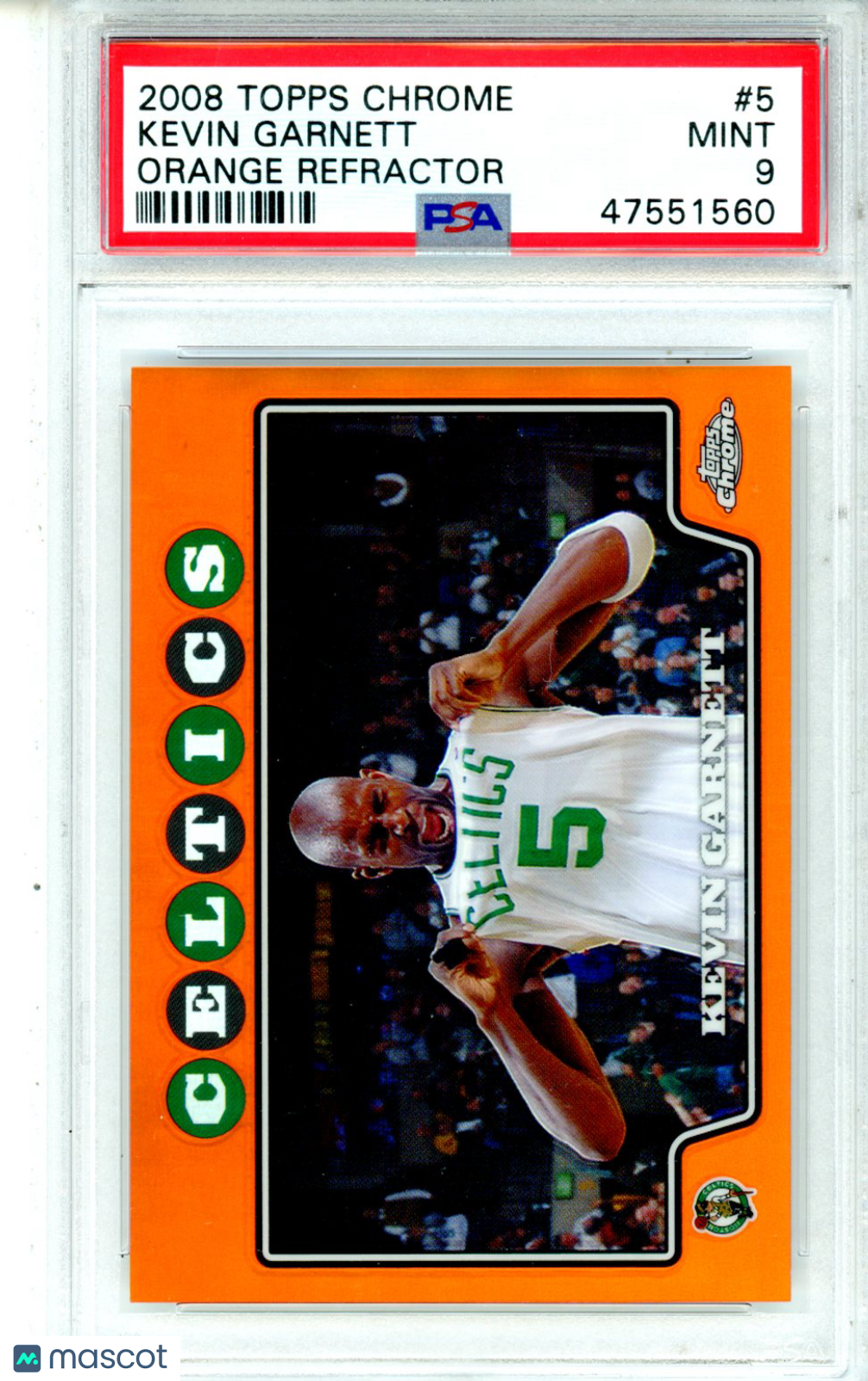 2008 Topps Chrome Kevin Garnett Orange Refractor /499 #5 PSA 9 - Graded Sports Cards