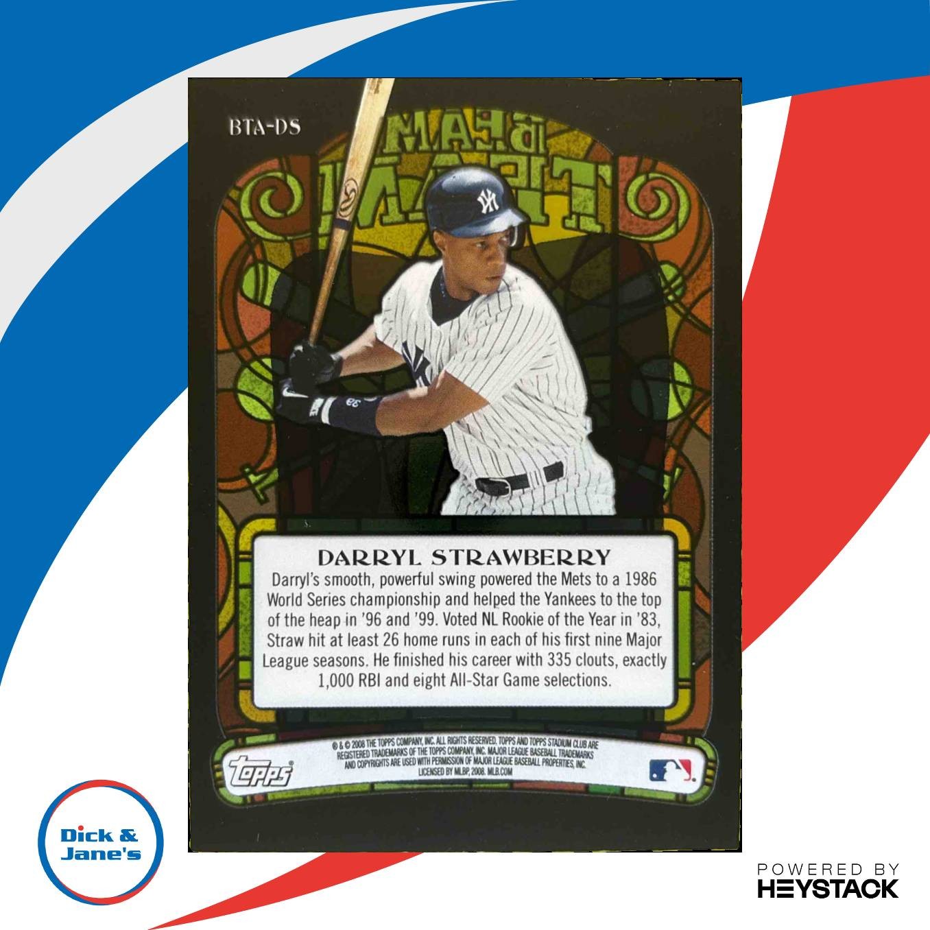 2008 Topps Stadium Club Darryl Strawberry Beam Team Auto BTA-DS New York Yankees - Sports Cards