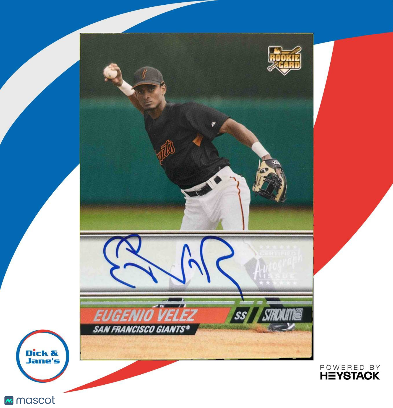 2008 Topps Stadium Club Eugenio Velez #185 Auto RC San Francisco Giants - Sports Cards