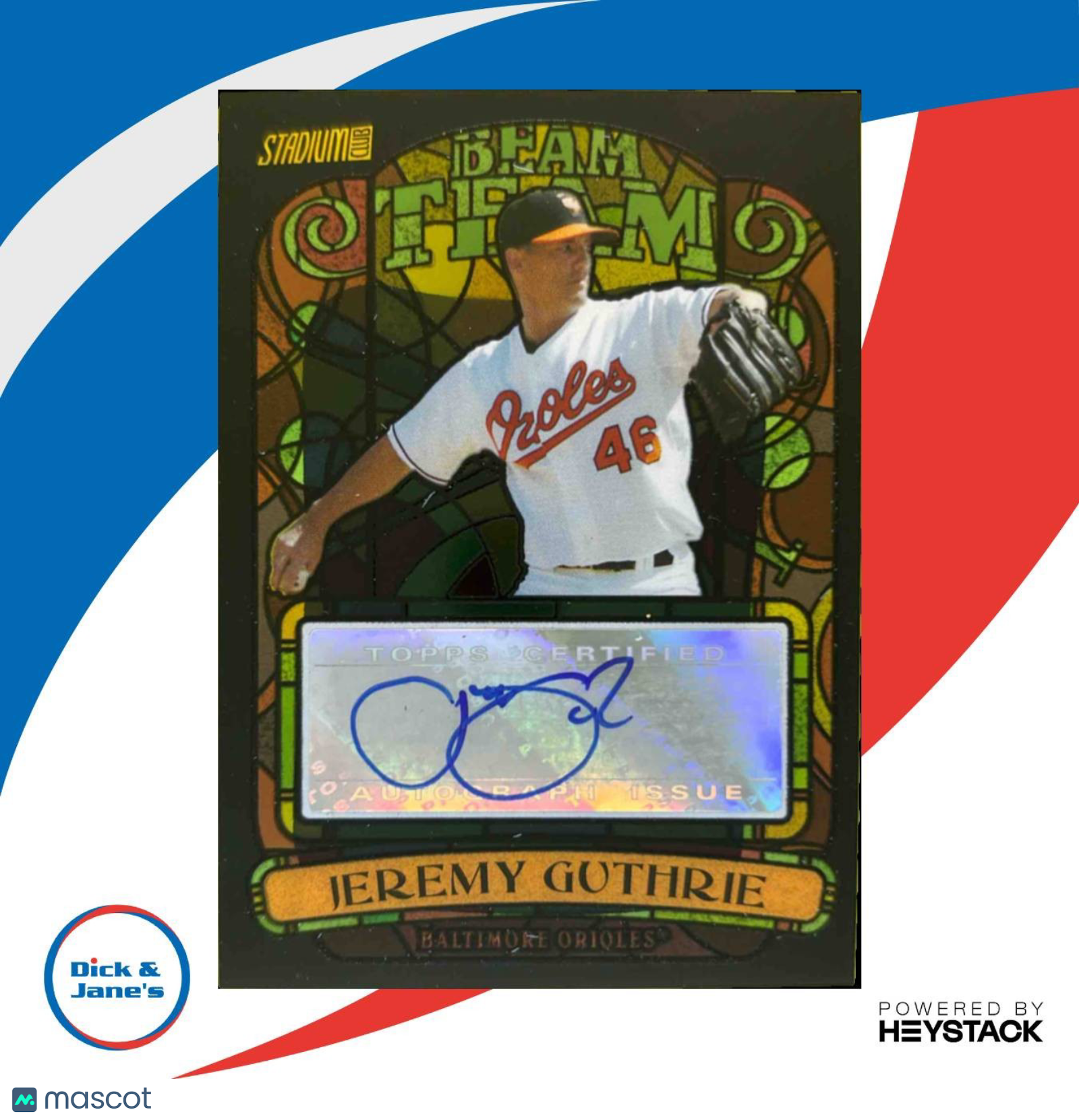 2008 Topps Stadium Club Jeremy Guthrie Beam Team Auto #BTA-JGU Baltimore Orioles - Sports Cards