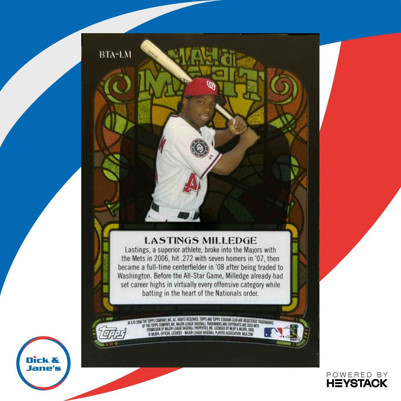 2008 Topps Stadium Club Lastings Milledge Beam Team Auto Washington Nationals - Sports Cards