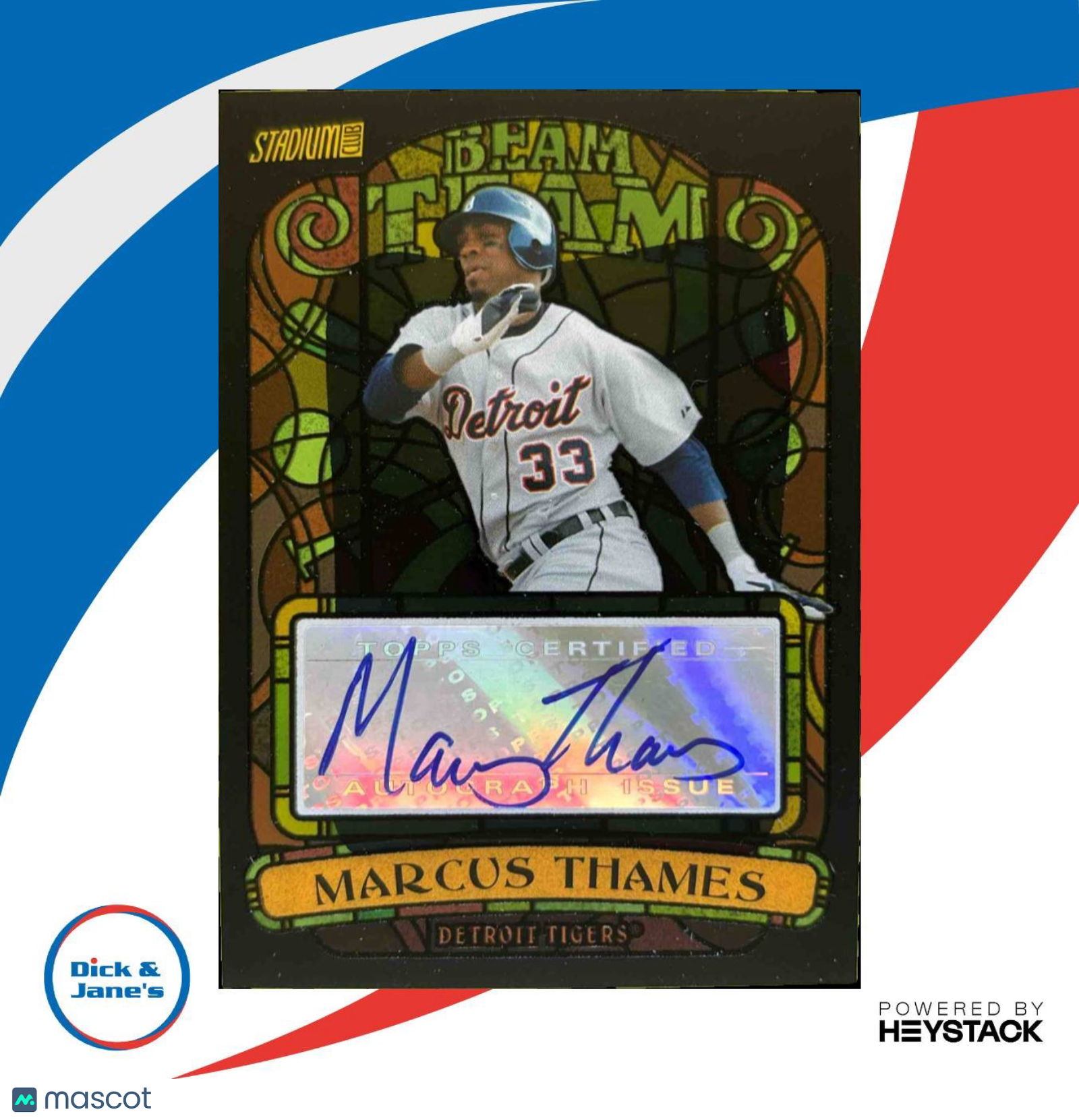 2008 Topps Stadium Club Marcus Thames Beam Team Auto #BTA MT Detroit Tigers Sports Cards