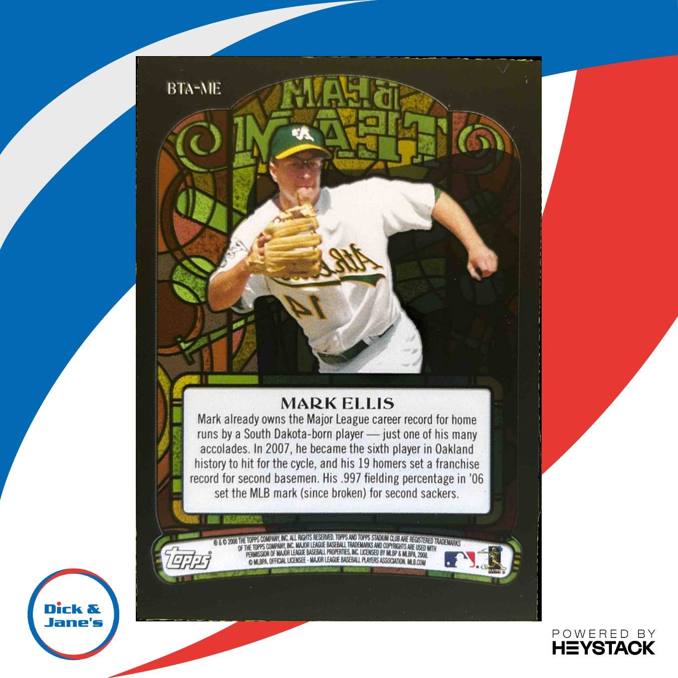 2008 Topps Stadium Club Mark Ellis Beam Team Auto Oakland Athletics - Sports Cards
