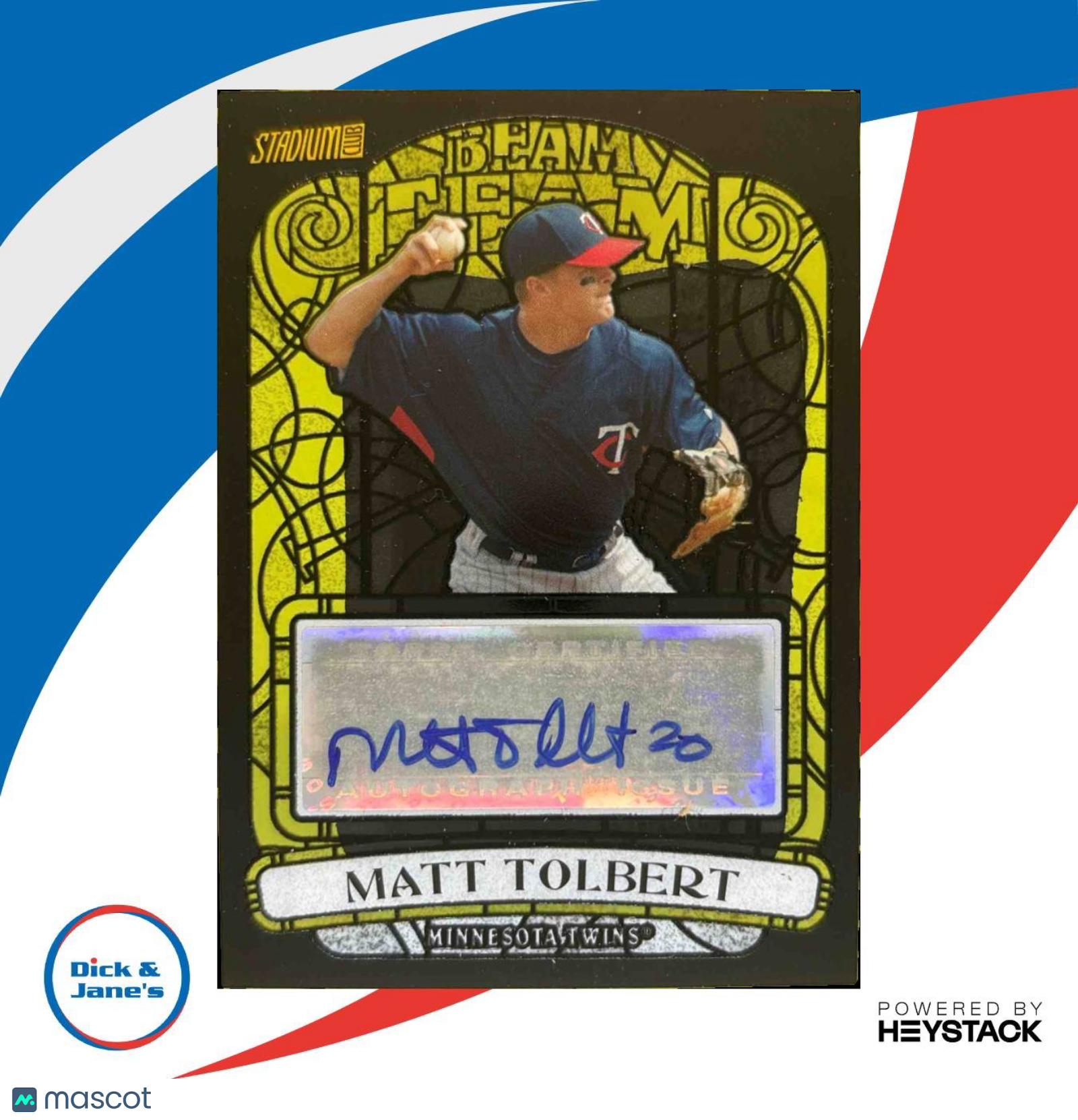 2008 Topps Stadium Club Matt Tolbert Beam Team Auto Black and White /99 RC Twins - Sports Cards
