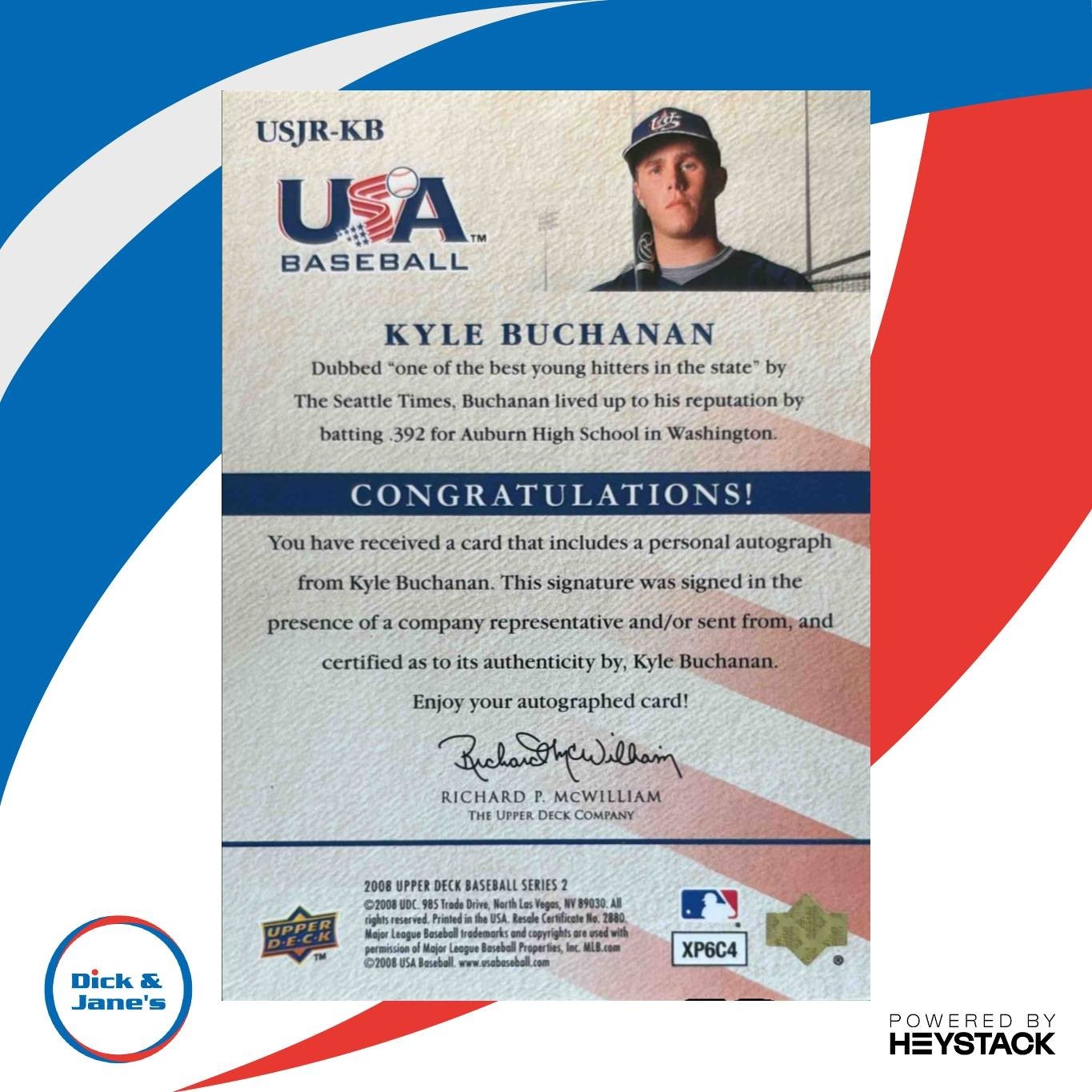 2008 Upper Deck Kyle Buchanan USA Junior National Team Auto Red /50 #USJR-KB - Sports Cards