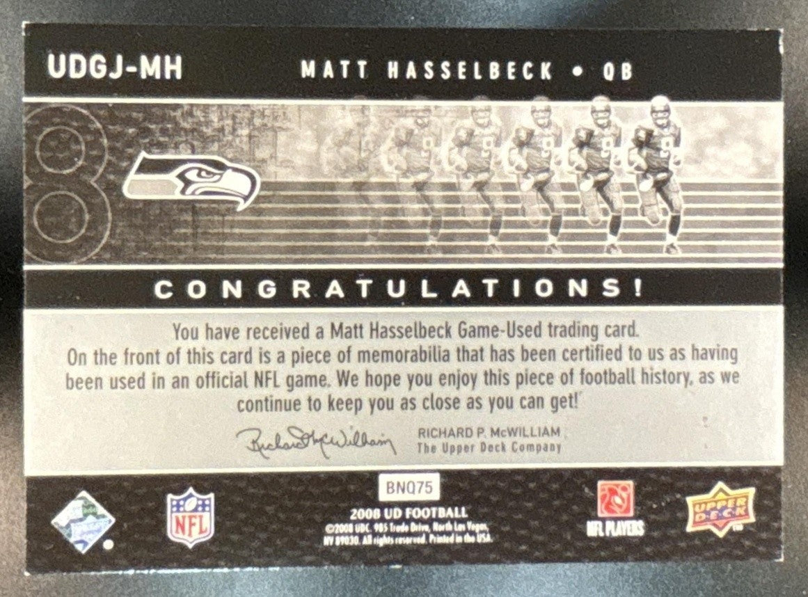 2008 Upper Deck Matt Hasselbeck UD Game Jerseys #UDGJ-MH Seattle Seahawks - Sports Cards
