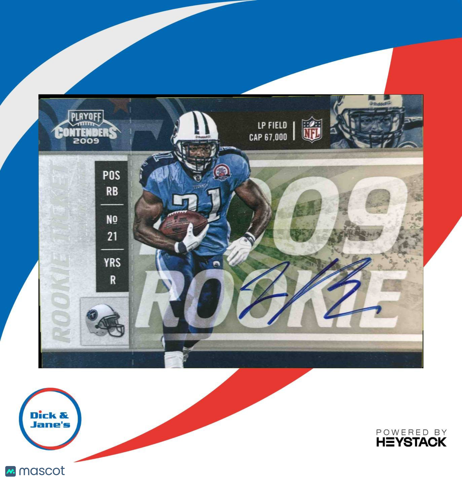 2009 Panini Playoff Contenders Javon Ringer #134 RC Auto Tennessee Titans - Sports Cards