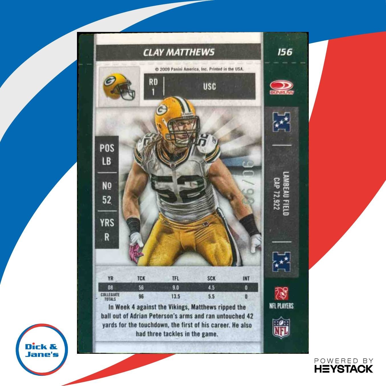 2009 Playoff Contenders Clay Matthews Ticket /99 #156 RC Green Bay Packers - Sports Cards