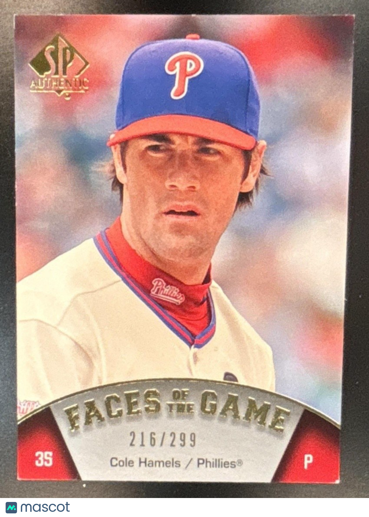 2009 SP Authentic Cole Hamels Gold /299 #179 Philadelphia Phillies - Sports Cards