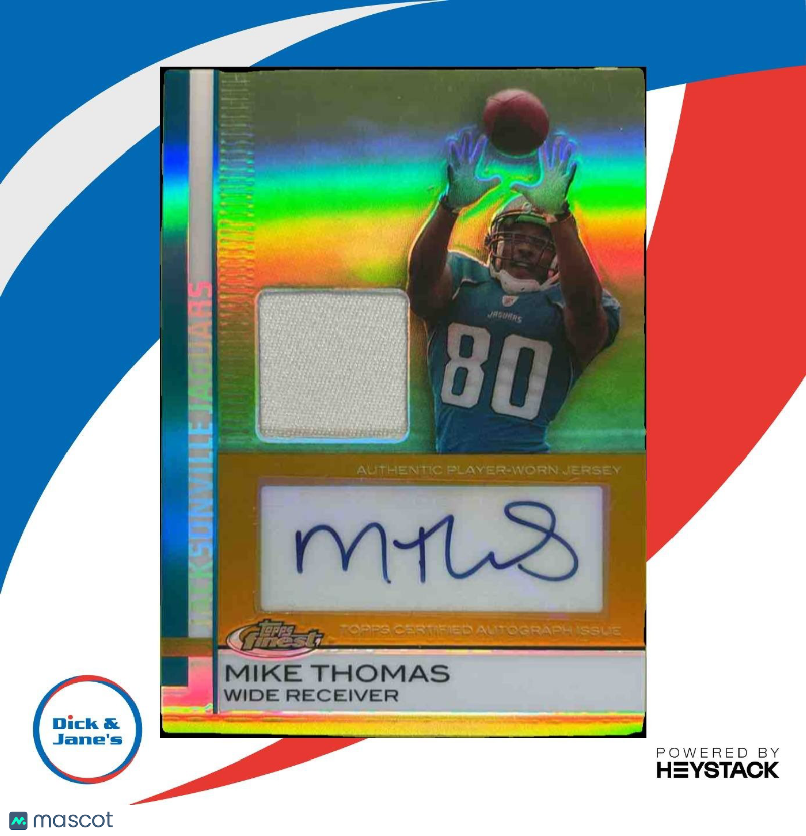 2009 Topps Finest Mike Thomas Rookie Jersey Auto Gold /25 #71 RC Jaguars - Sports Cards