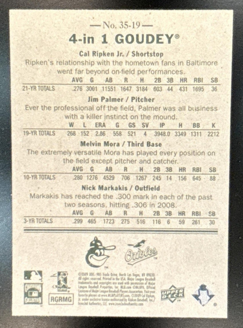 2009 Upper Deck Goudey Cal Ripken Jr. Jim Palmer Melvin Mora Nick Markakis Red - Sports Cards
