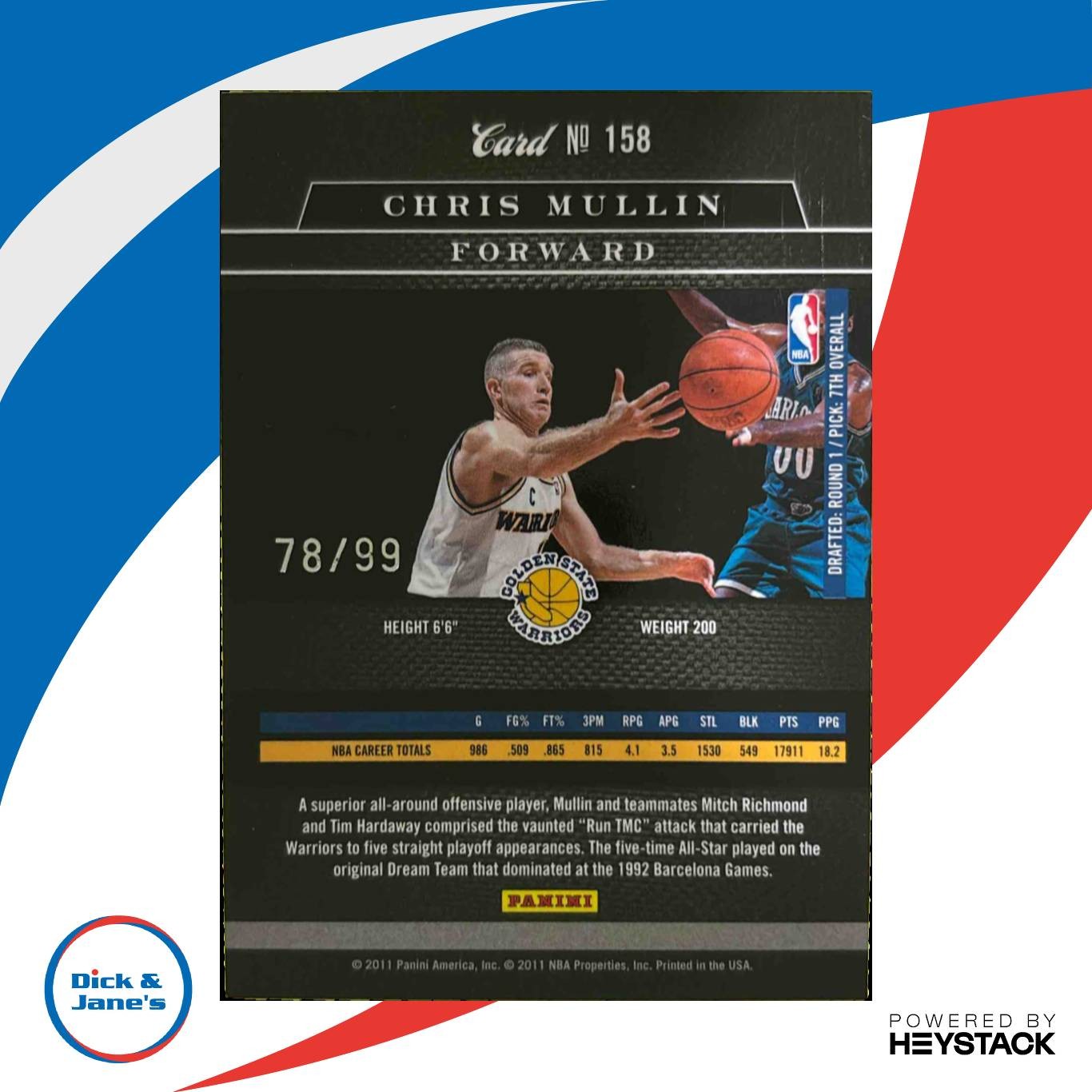 2010-11 Panini Elite Black Box Chris Mullin Status /99 158 Golden State Warriors - Sports Cards