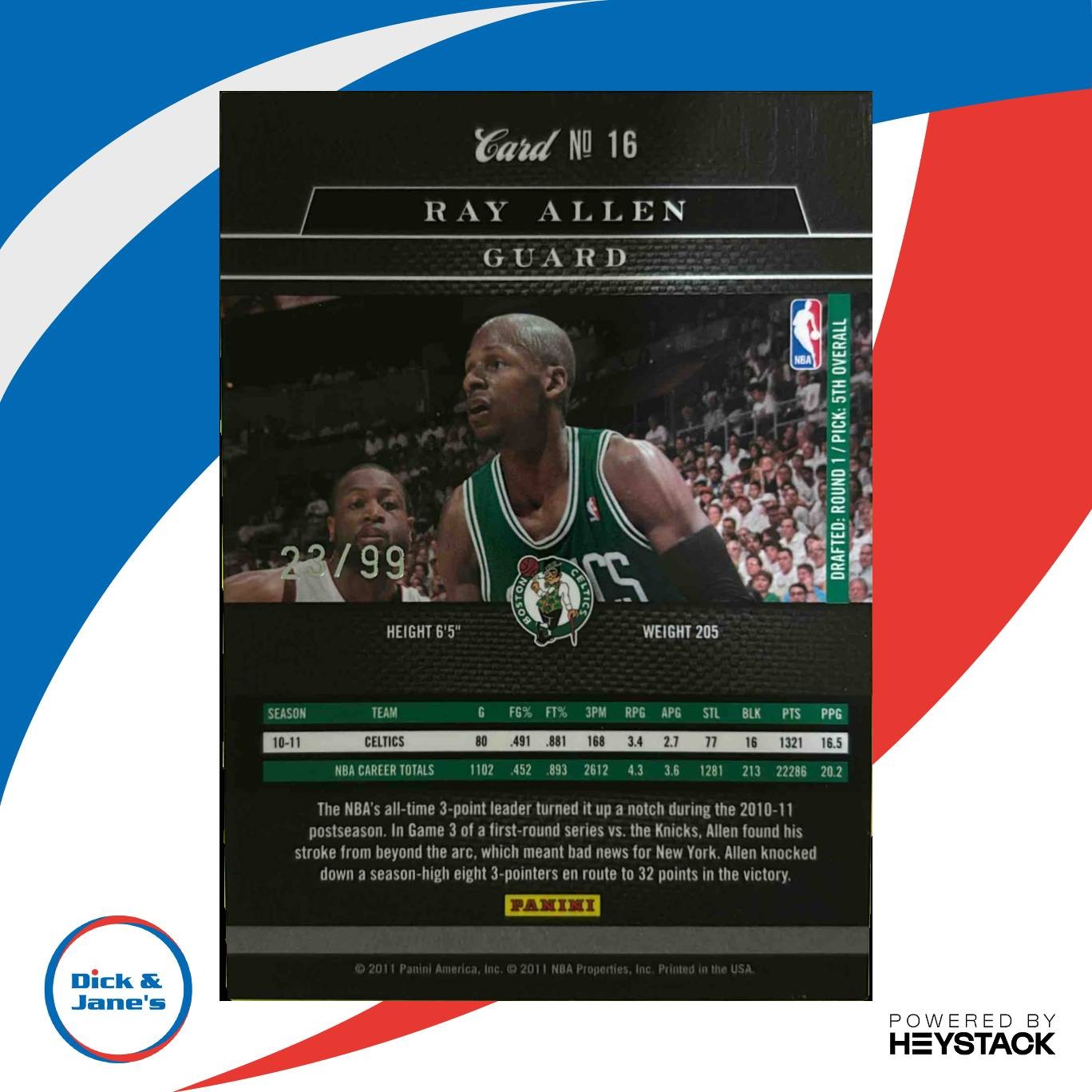 2010-11 Panini Elite Black Box Ray Allen Status /99 #16 Boston Celtics - Sports Cards