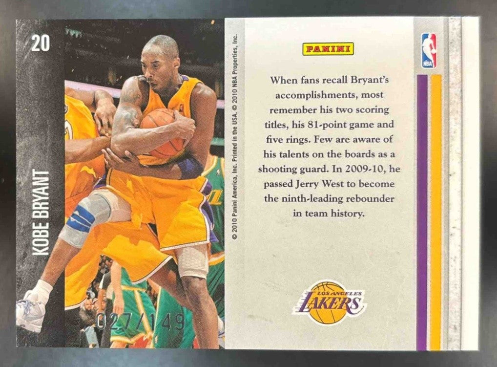 2010-11 Panini Limited Kobe Bryant Glass Cleaners /149 #20 Los Angeles Lakers - Sports Cards