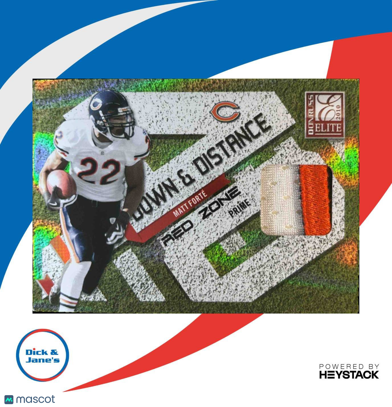 2010 Donruss Elite Matt Forte Down and Distance Patch JSY Red Zone Prime 5/50 - Sports Cards