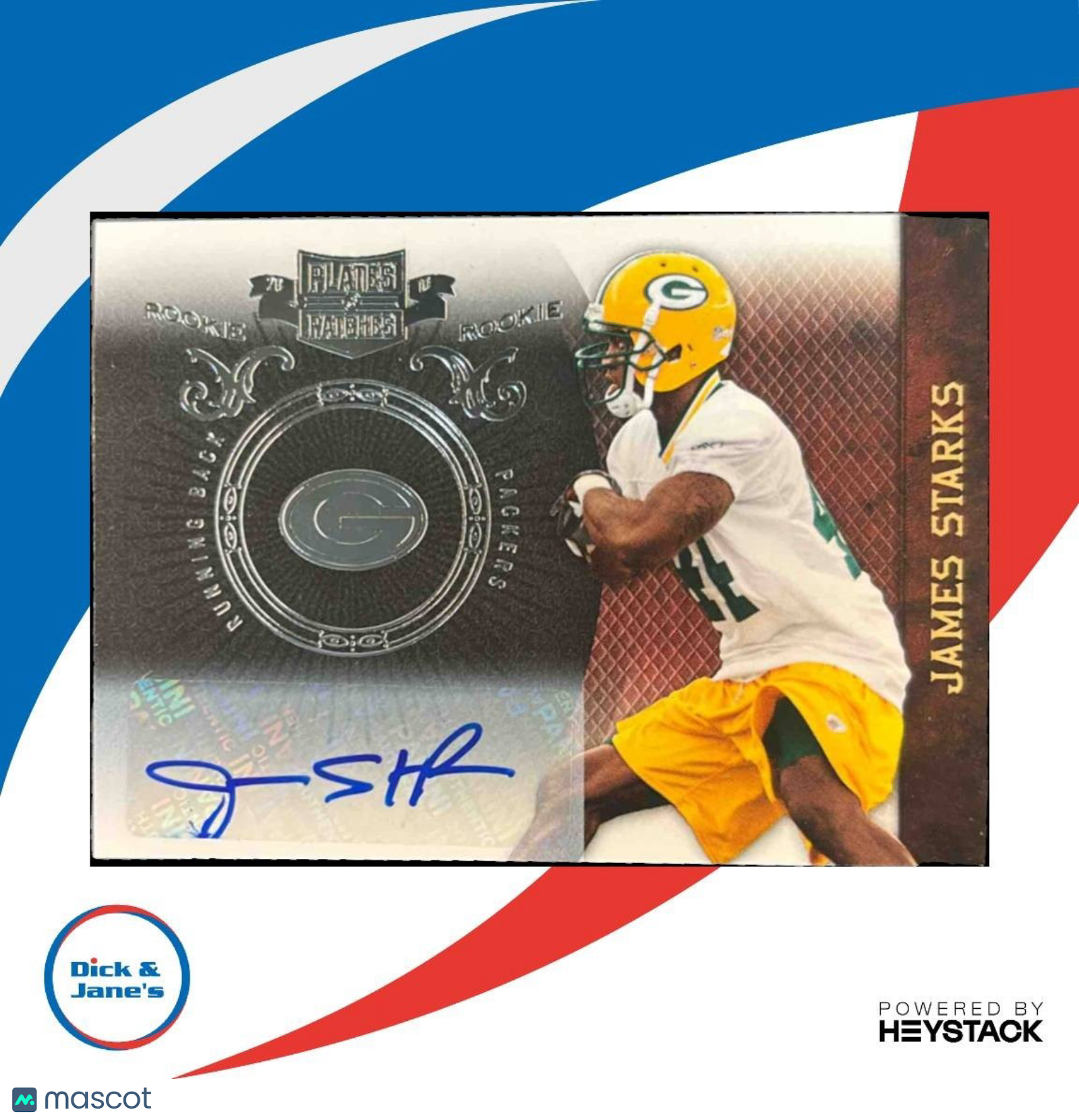 2010 Panini Plates & Patches James Starks Signatures Silver /50 RC Auto Packers - Sports Cards