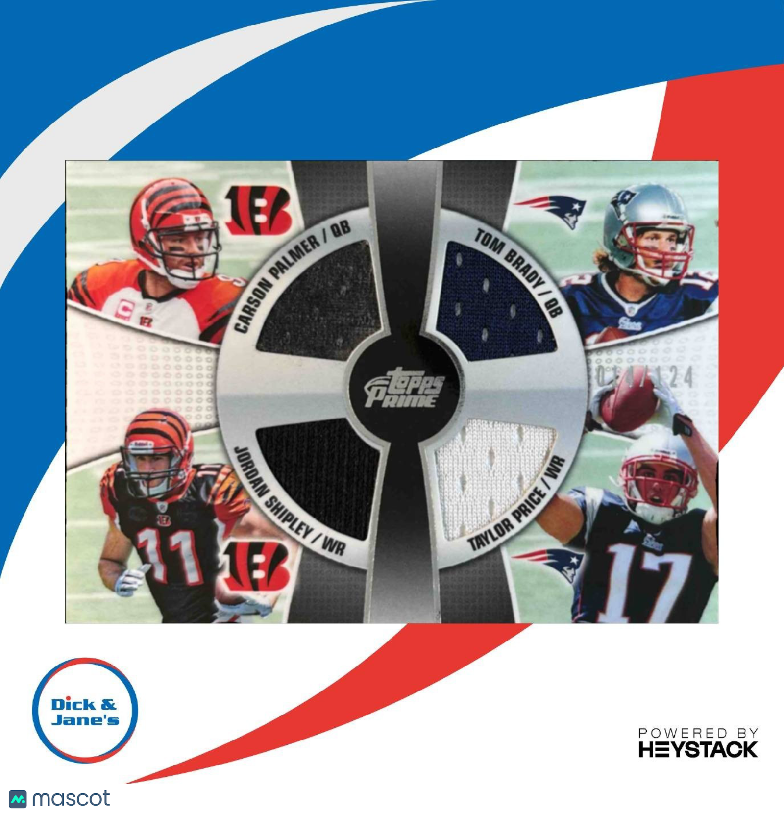 2010 Topp Prime Carson Palmer Jordan Shipley Tom Brady Taylor Price Relics /124 - Sports Cards