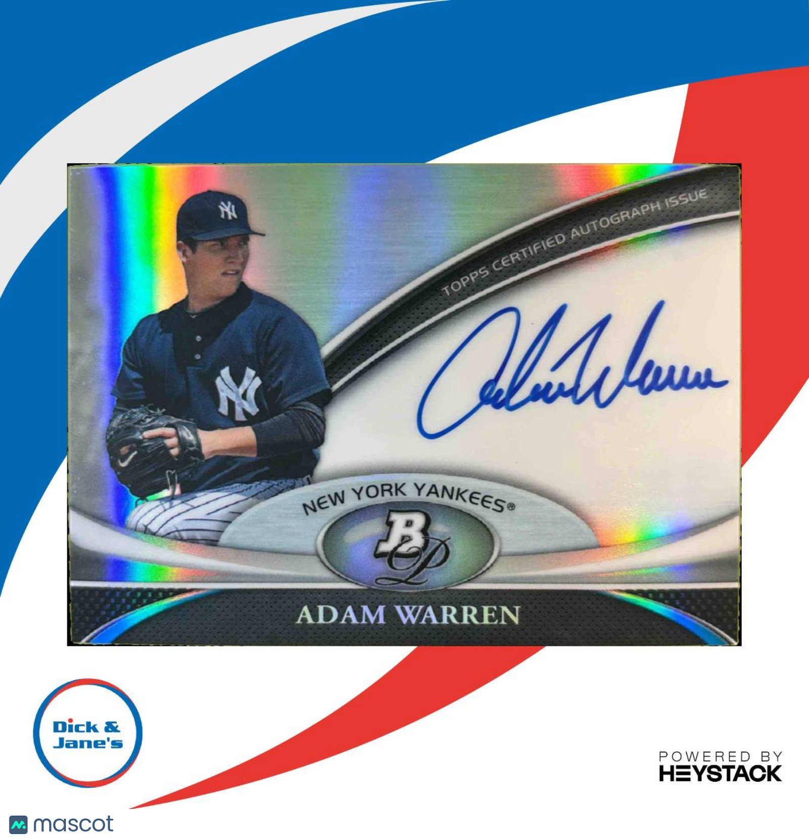 2011 Bowman Platinum Adam Warren Prospect Auto Refractor New York Yankees - Sports Cards