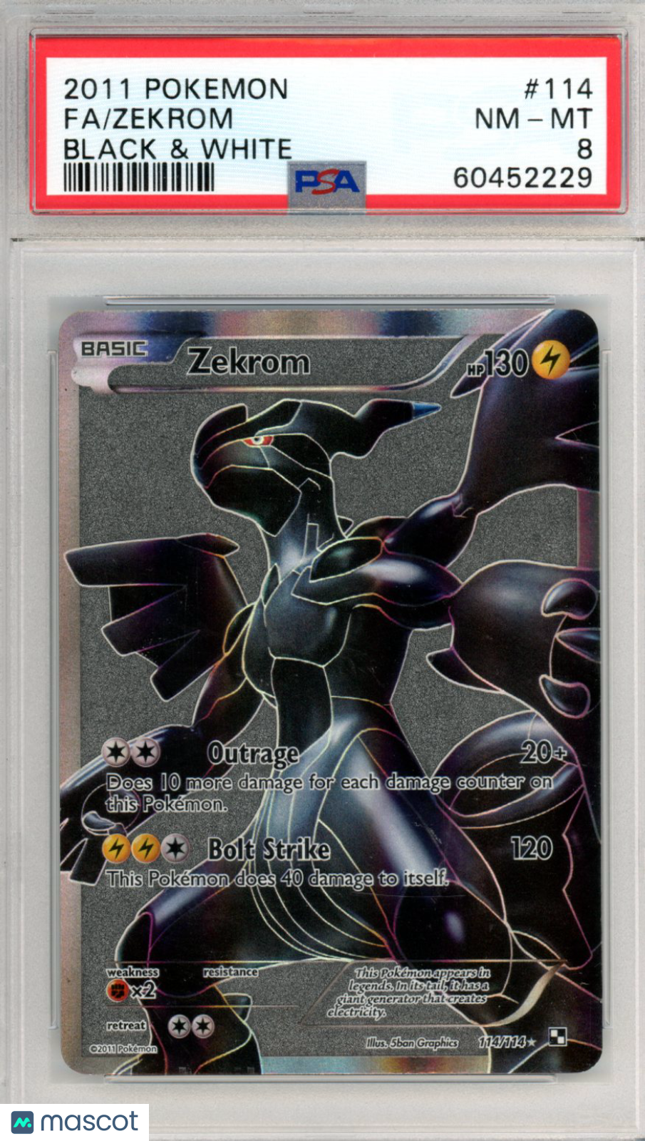 2011 Pokemon Black & White Zekrom #114 Black & White PSA 8 - Graded TCG/CCG