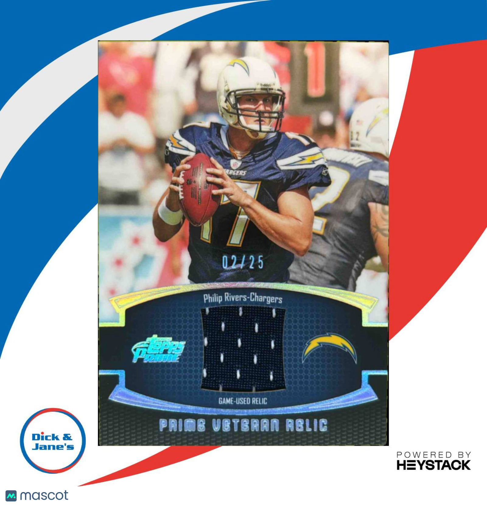 2011 Topps Prime Philip Rivers Veteran Relics Silver Holofoil 02/25 SD Chargers - Sports Cards