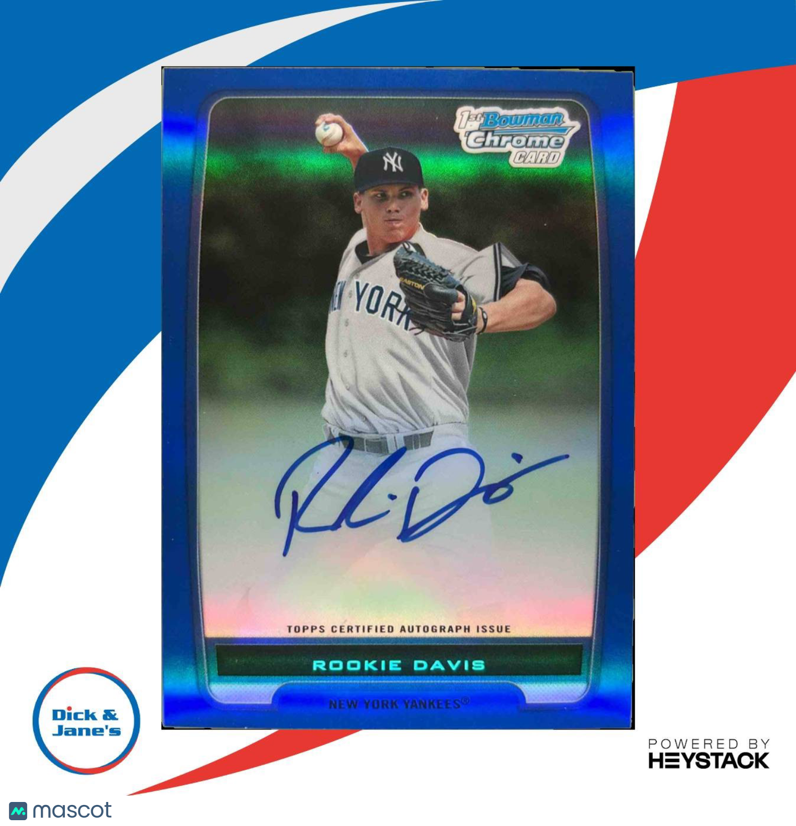 2012 Bowman Rookie Davis Chrome Prospect Auto Blue Refractor /150 #BCP43 Yankees - Sports Cards