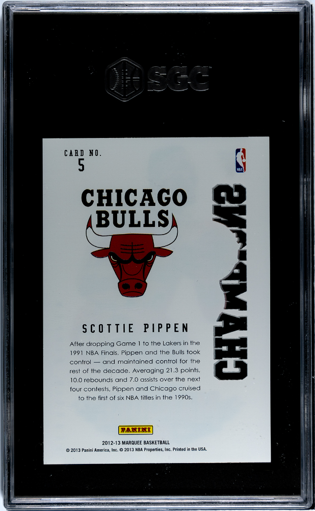 2012 Panini Marquee Scottie Pippen - Bulls Champions #5 SGC 10 GEM MINT RARE@! - Graded Sports Cards