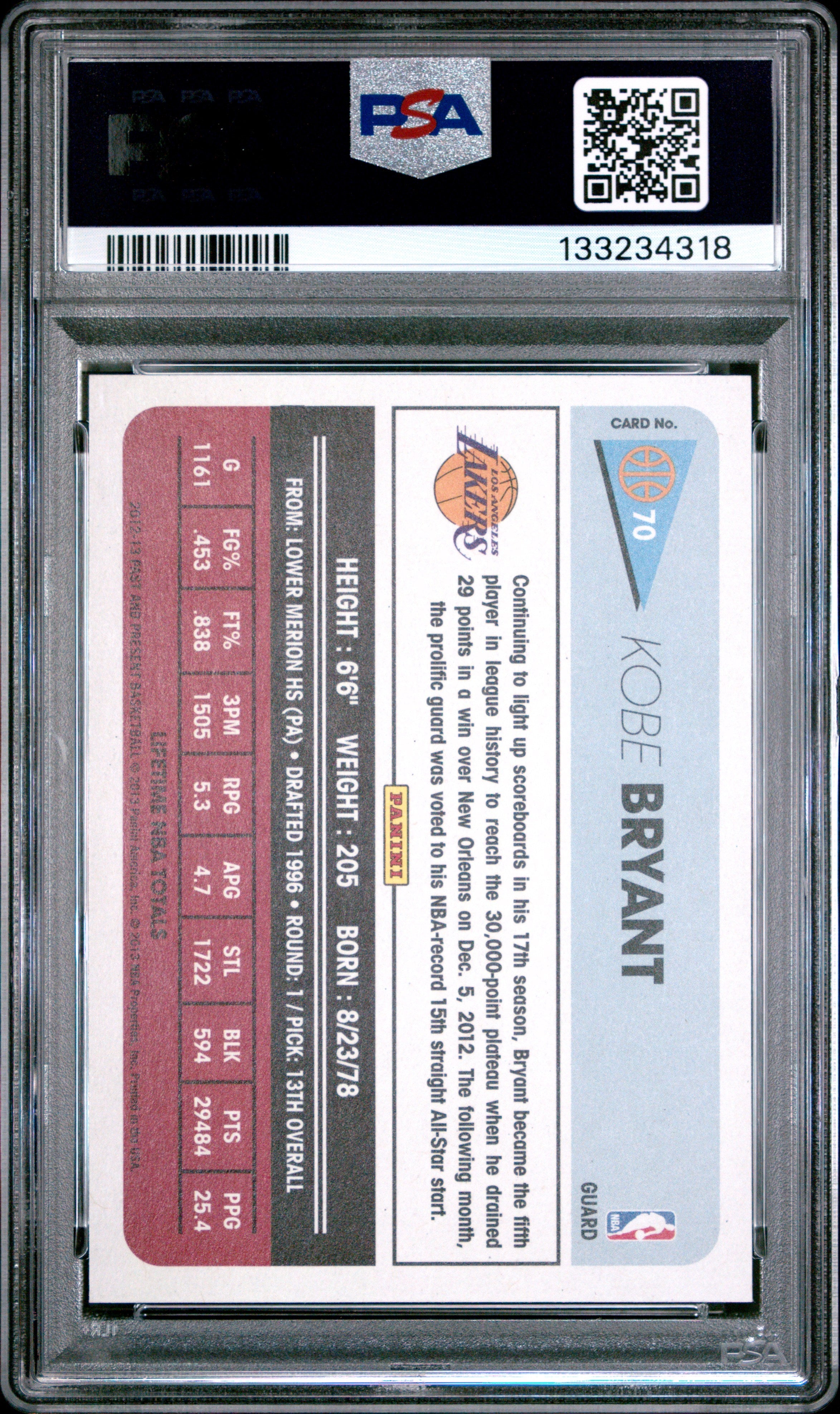 2012 Panini Past & Present Kobe Bryant #70 PSA 10 - Graded Sports Cards