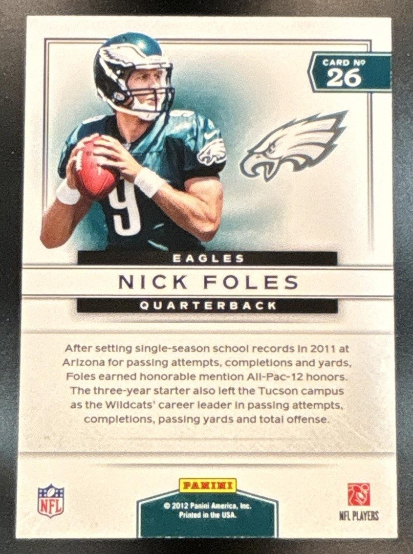 2012 Panini Prestige Nick Foles Prestigious Picks #26 RC Philadelphia Eagles - Sports Cards