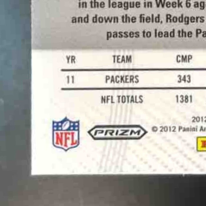 2012 Panini Prizm Aaron Rodgers Prizm (refractor)(silver) #69 Green Bay Packers - Sports Cards