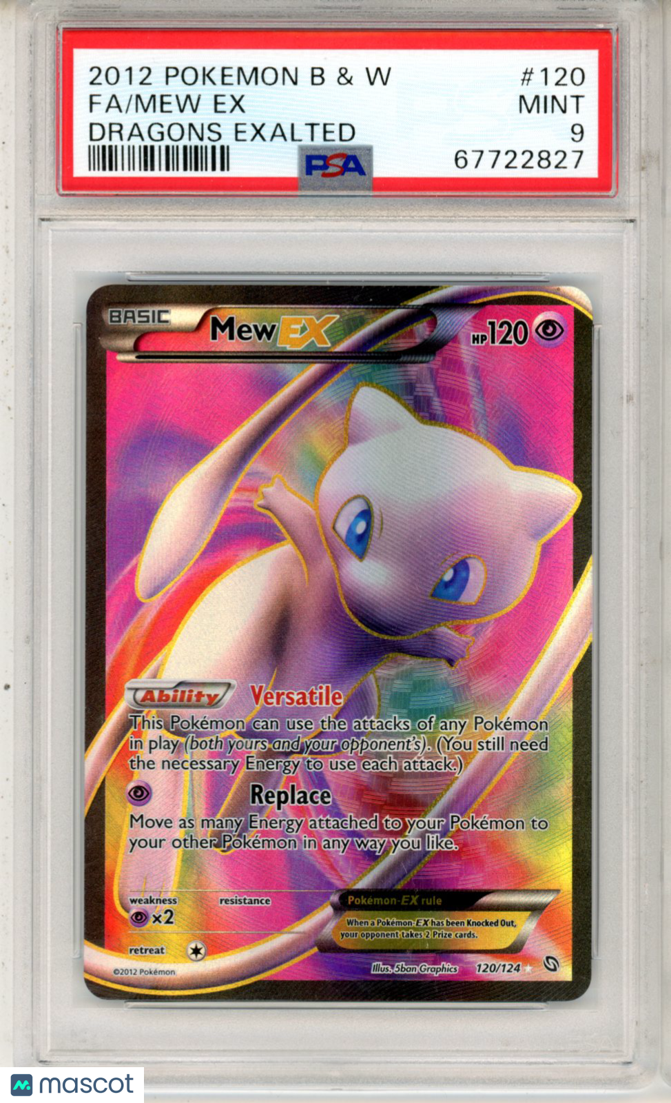 2012 Pokemon Black & White Dragons Exalted Mew EX #120 FULL ART PSA 9 MINT - Graded TCG/CCG