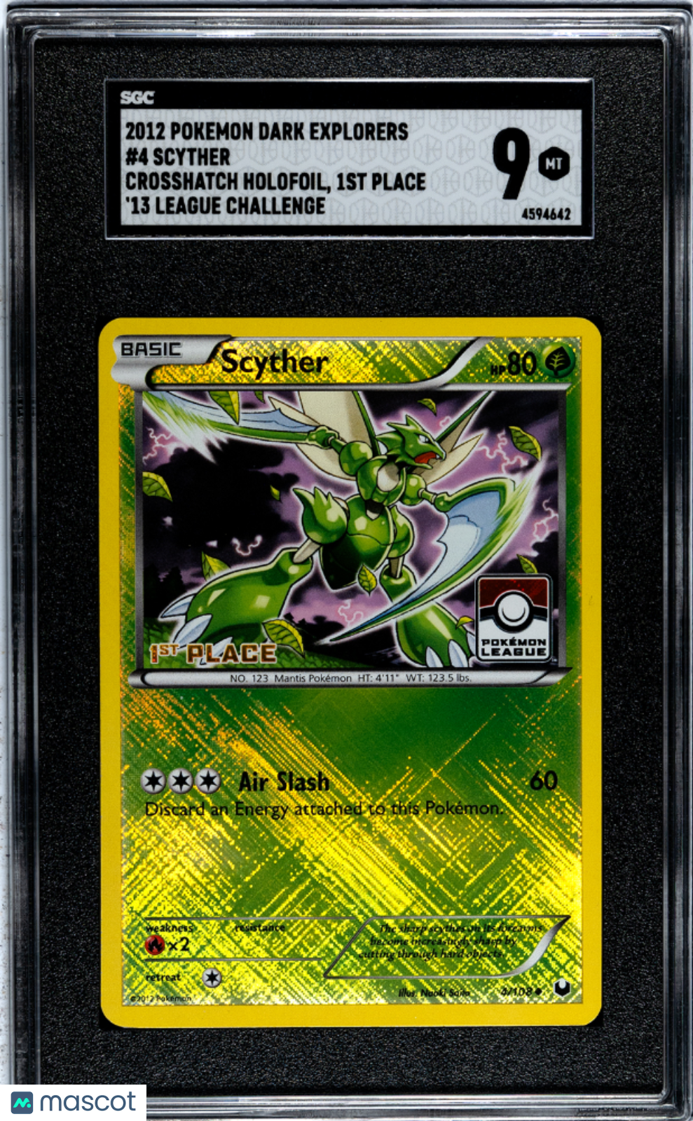 2012 Pokemon Dark Explorers Scyther #4 SGC 9 - Graded TCG/CCG
