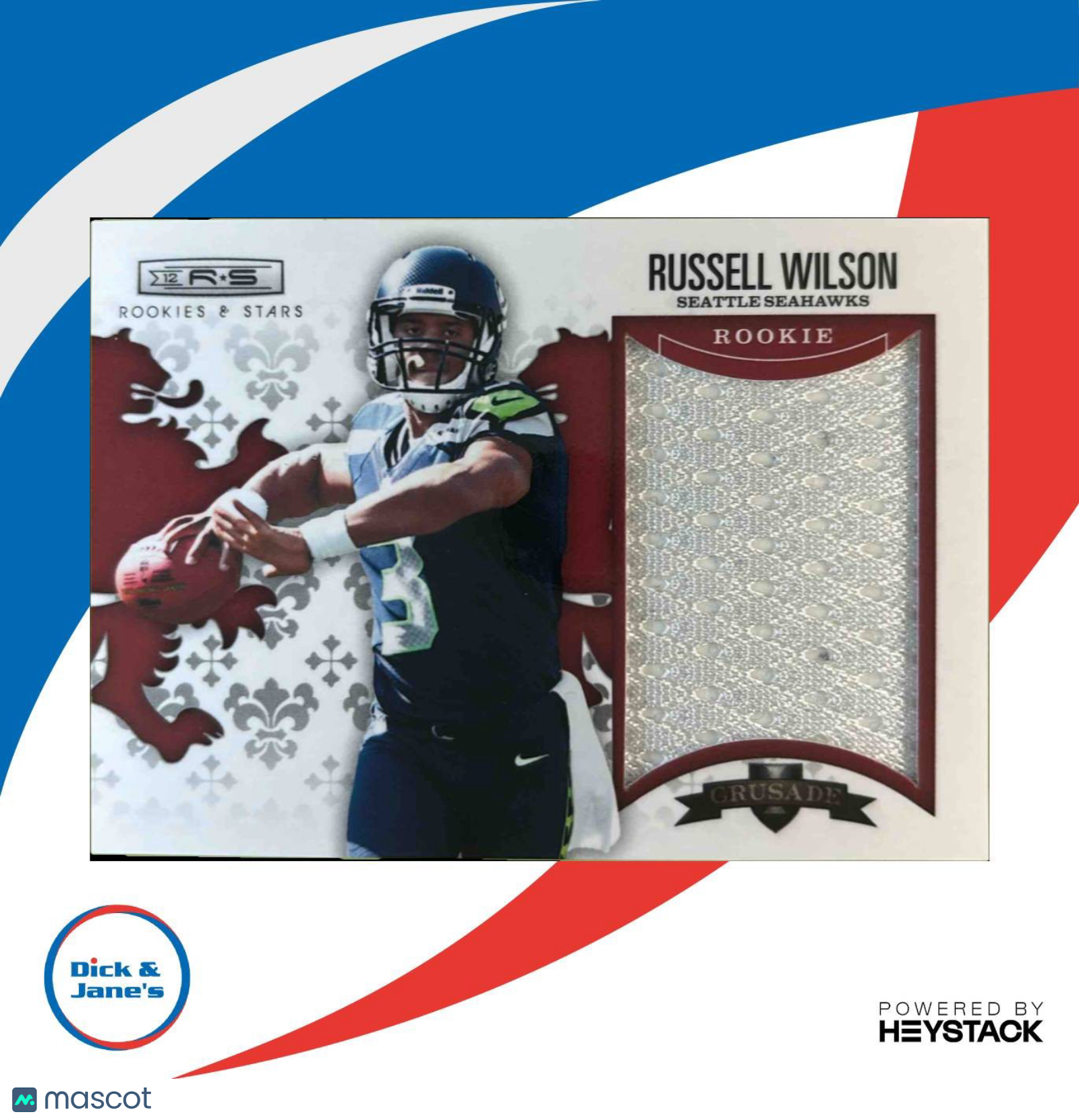 2012 Rookies & Stars Russell Wilson Crusade Materials Red 140/199 #5 RC Seahawks - Sports Cards