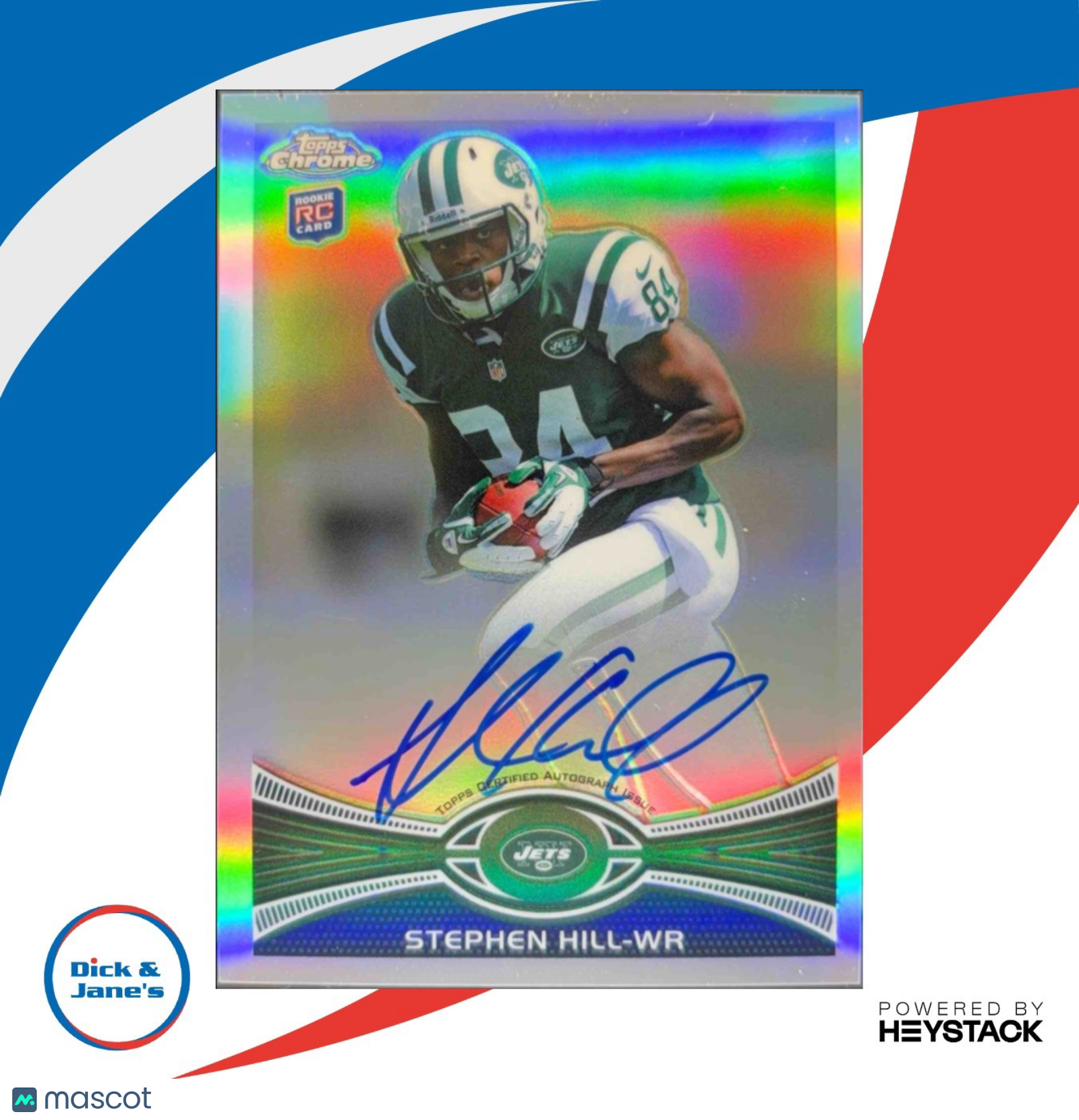 2012 Topps Chrome Stephen Hill Rookie Auto Refractor /178 #175 RC New York Jets - Sports Cards