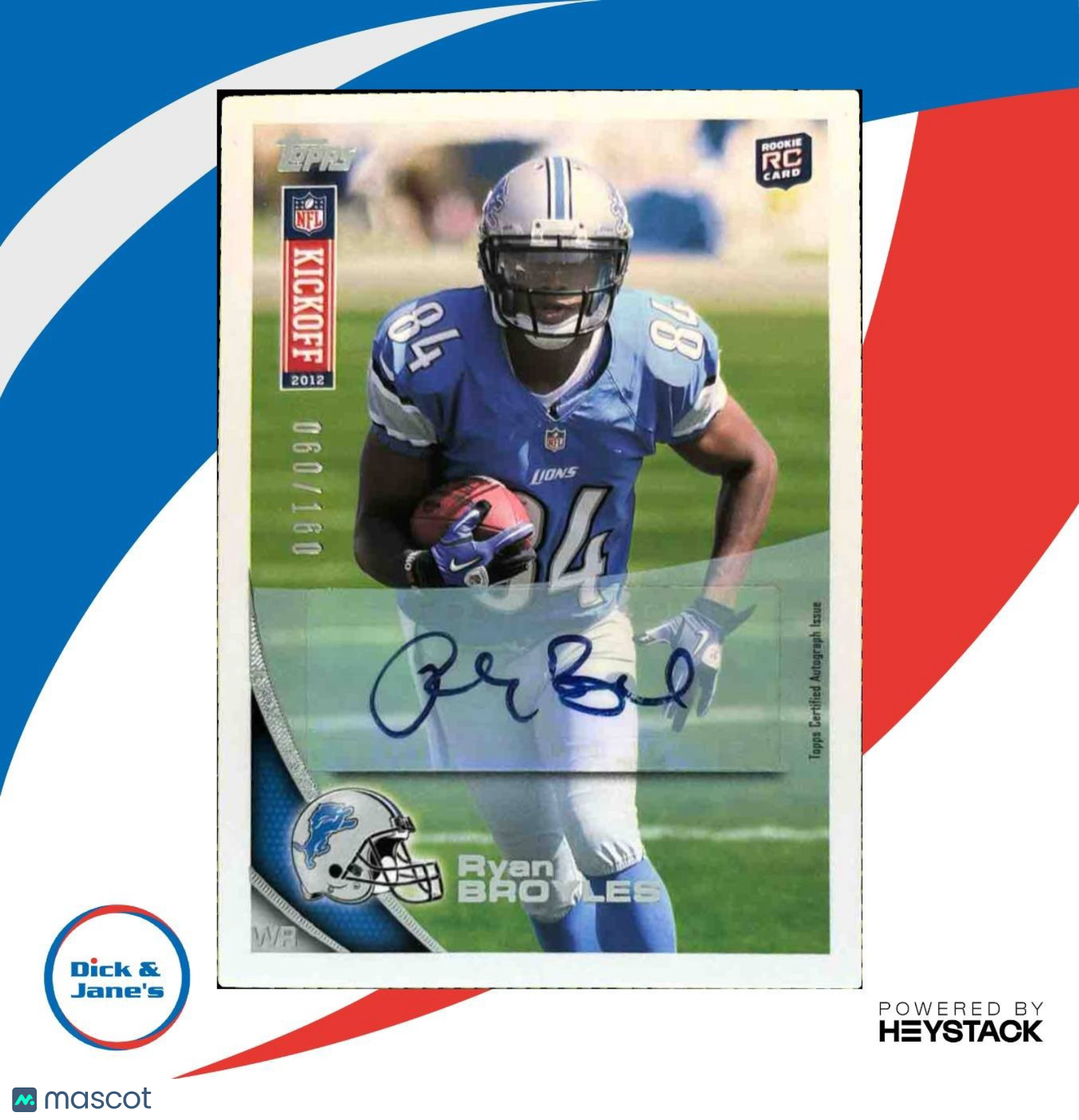 2012 Topps Kickoff Ryan Broyles Auto /160 #47 RC Detroit Lions - Sports Cards