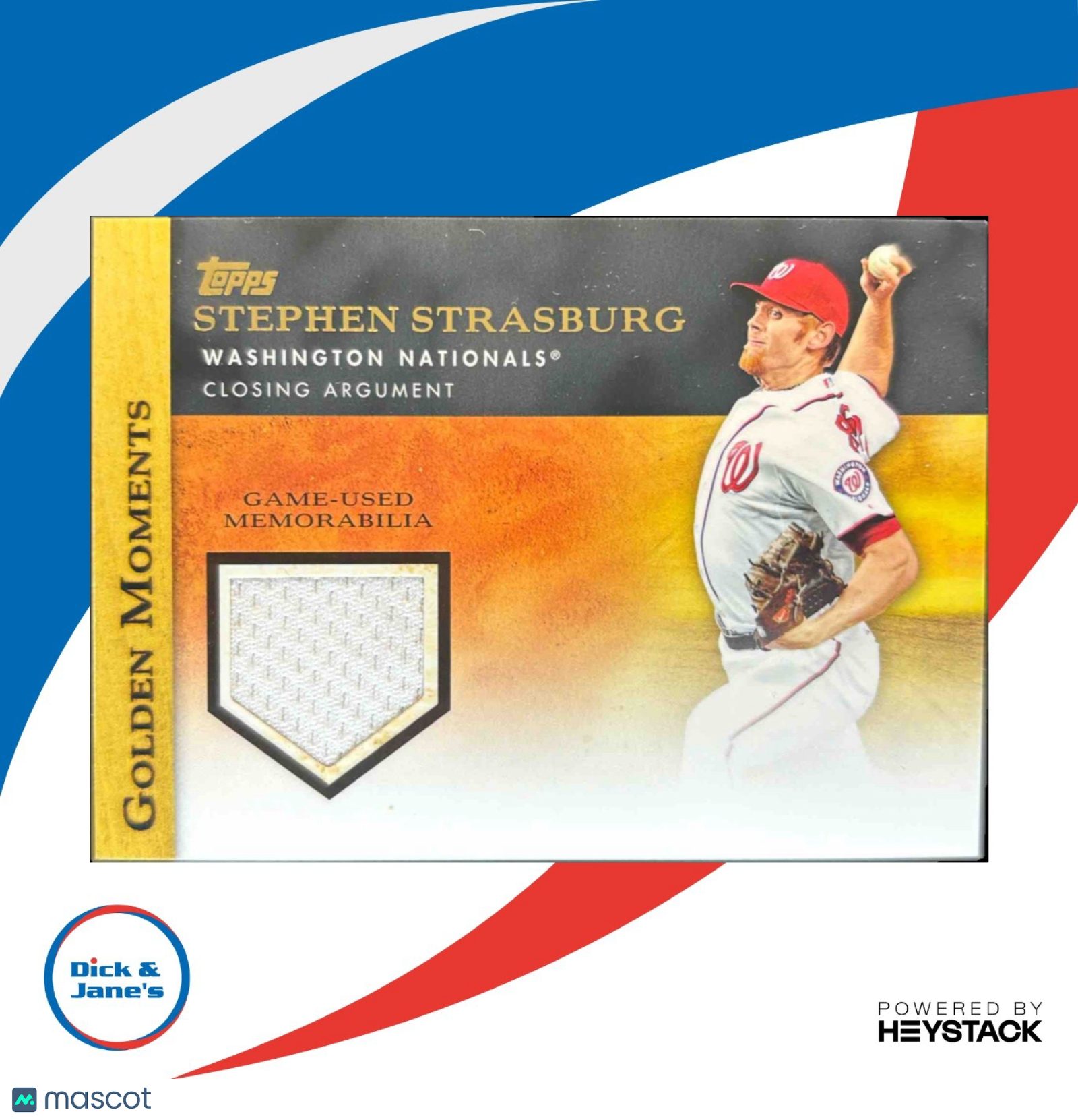 2012 Topps Stephen Strasburg Golden Moments Relics MEM Washington Nationals - Sports Cards