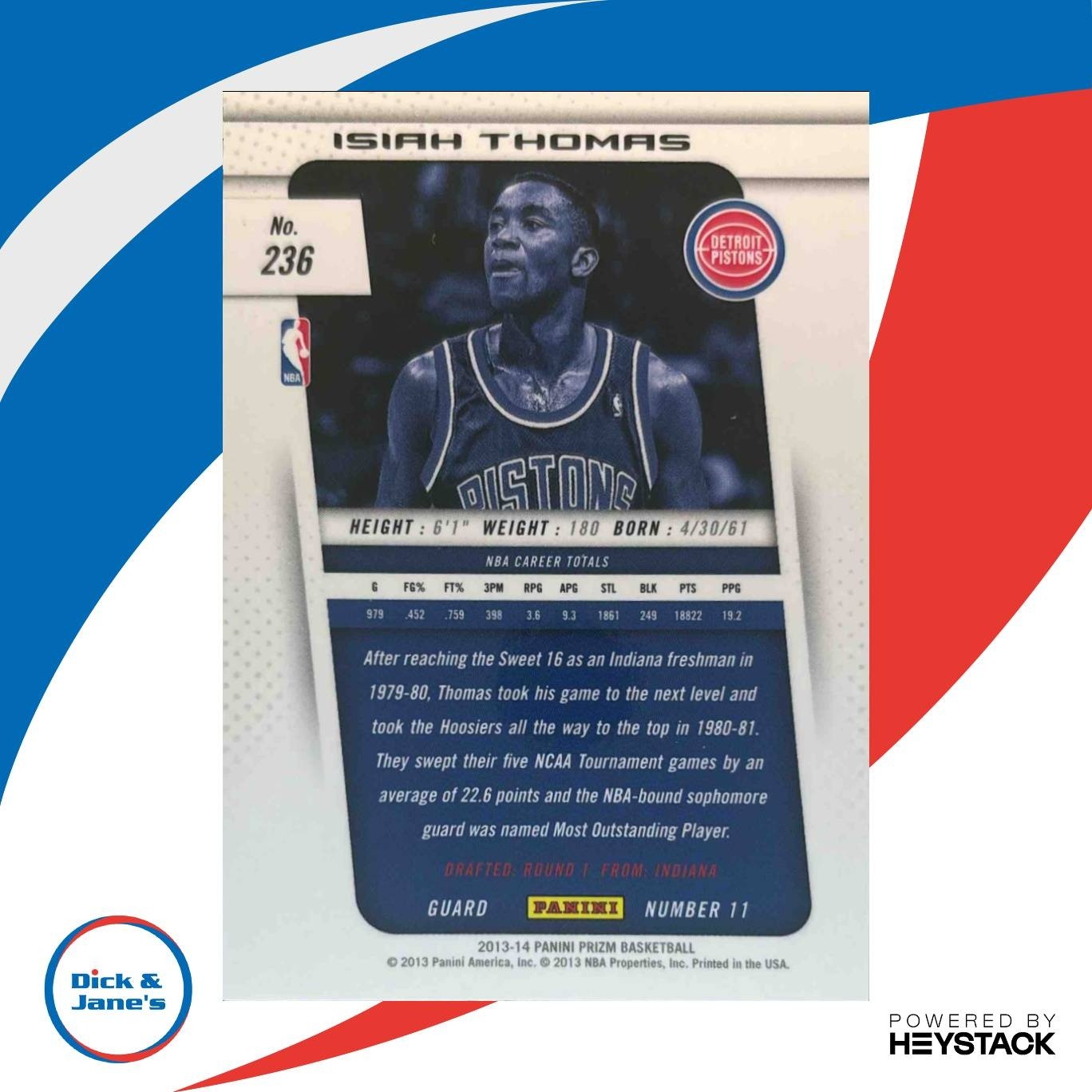 2013-14 Panini Prizm Isiah Thomas #236 Detroit Pistons - Sports Cards