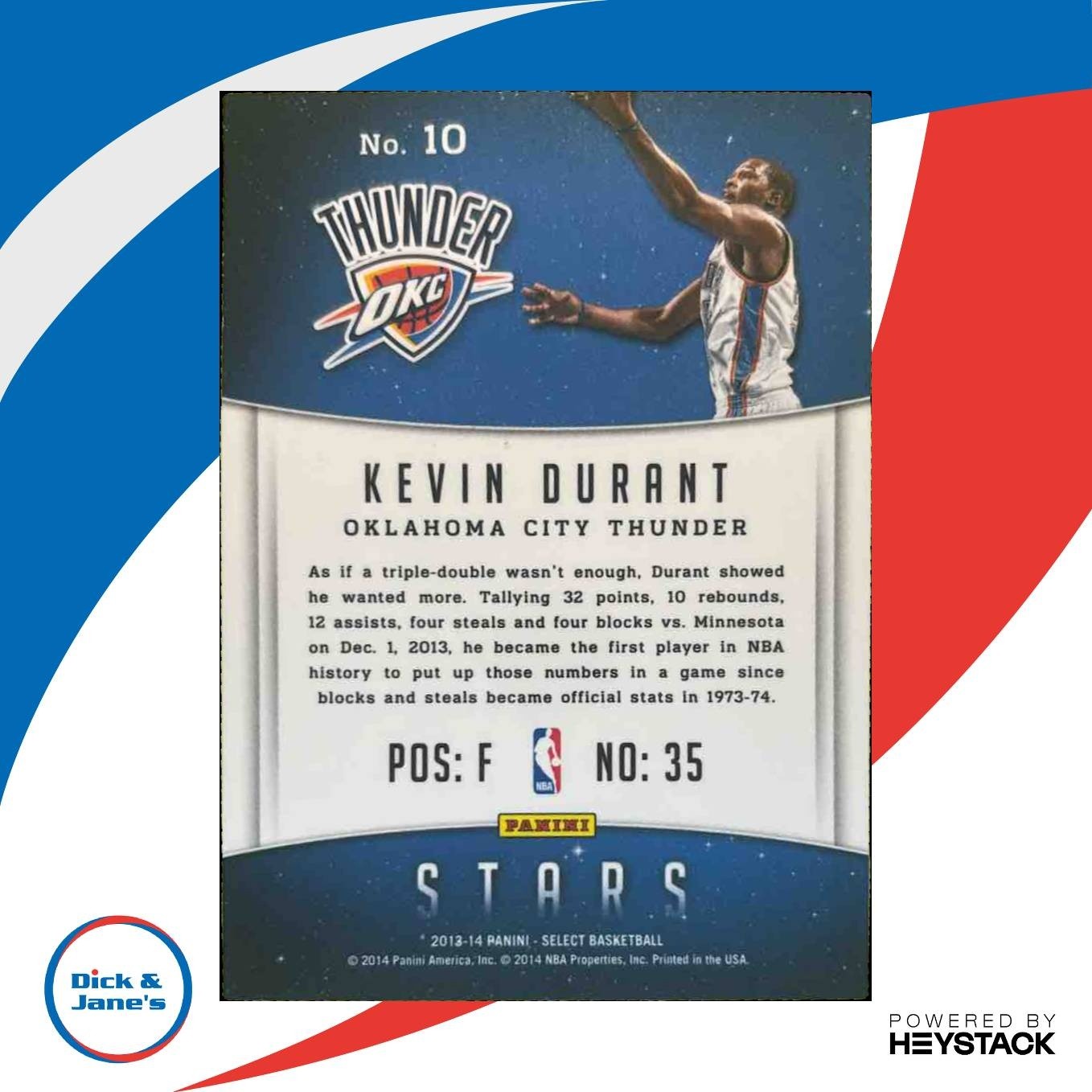 2013-14 Panini Select Kevin Durant Stars #10 Oklahoma City Thunder - Sports Cards