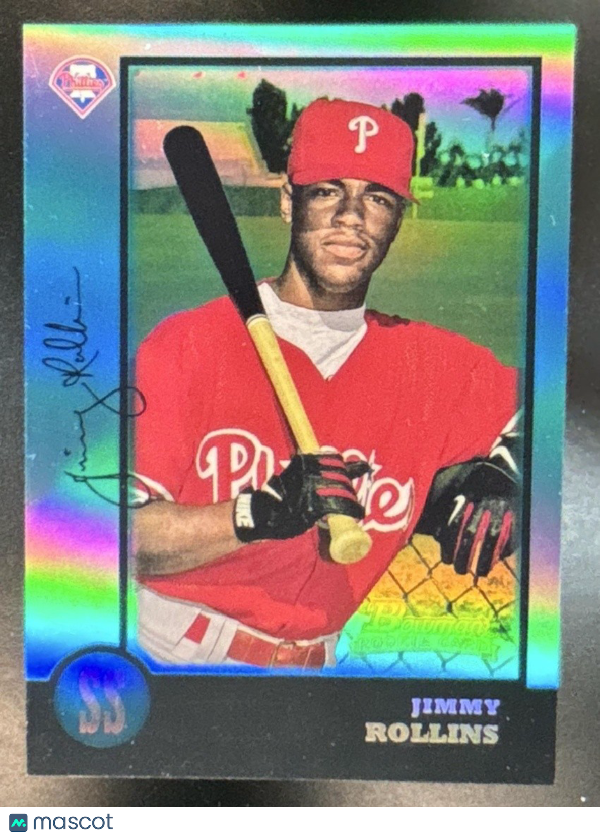 2013 Bowman Chrome Jimmy Rollins Blue Sapphire Refractor Rookie Reprints #181 - Sports Cards
