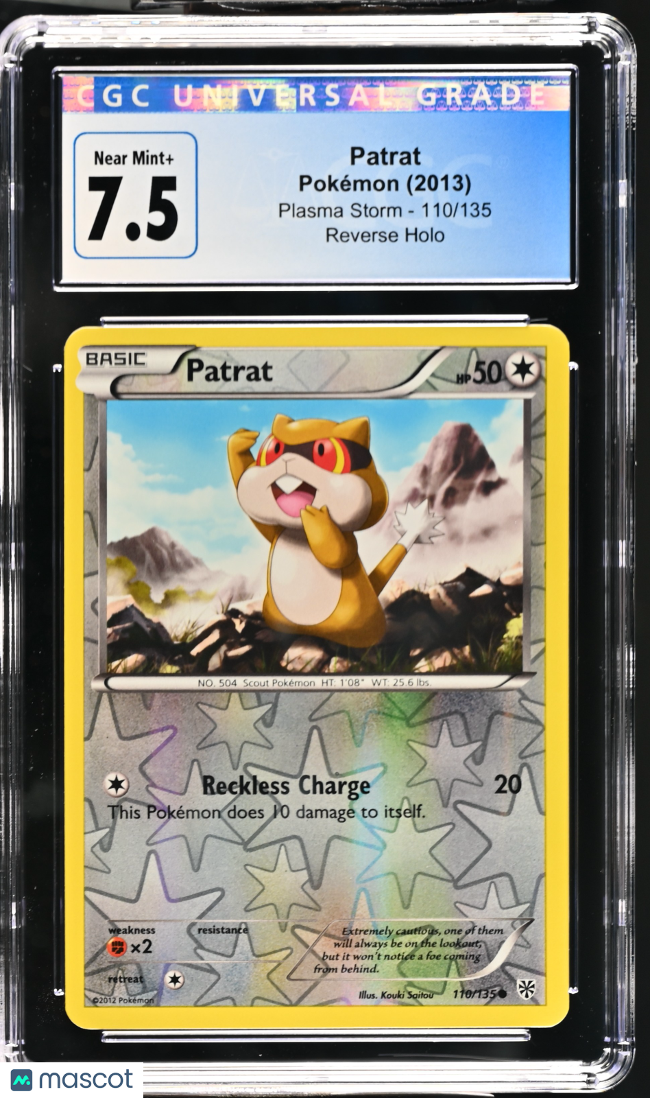 2013 Pokemon Plasma Storm Patrat #110/135 Reverse Holo CGC 7.5 - Graded TCG/CCG