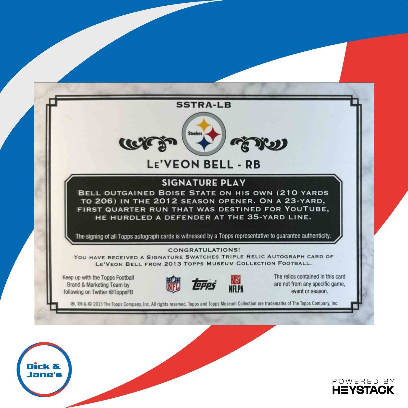 2013 Topps Museum Collection Le Veon Bell Signature Triple Gold /25 Steelers - Sports Cards