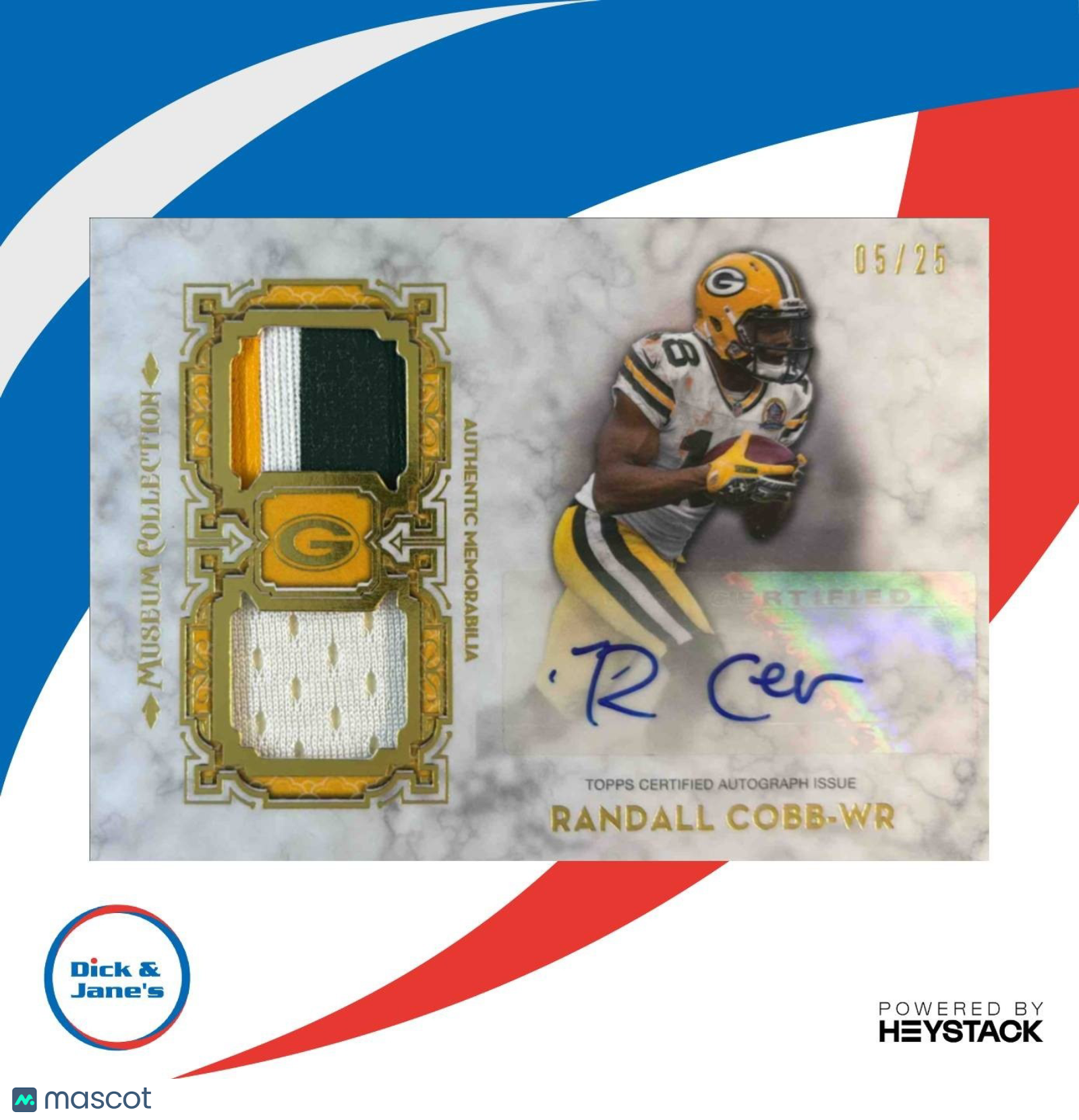 2013 Topps Museum Collection Randall Cobb AUTO Swatches Dual Gold /25 Packers - Sports Cards