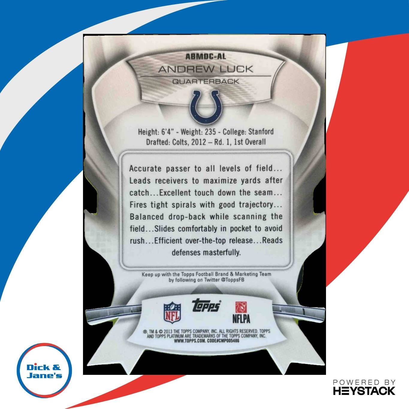 2013 Topps Platinum Andrew Luck Pink Die Cut #ABMDC-AL Indianapolis Colts - Sports Cards